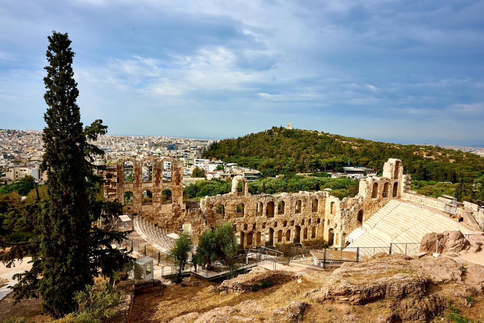 Acropolis with breathtaking Athens cityscape and ancient monuments panorama